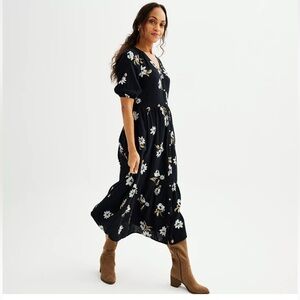 Black Flowy Dress with Flowers